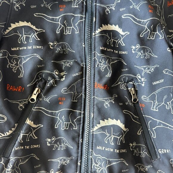 H&M Kids Navy Blue Dinosaur Soft Shell Water Resistant Rain Coat Jacket Size 3-4 - Picture 4 of 6